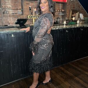 ASOS Black Beaded Midi Dress